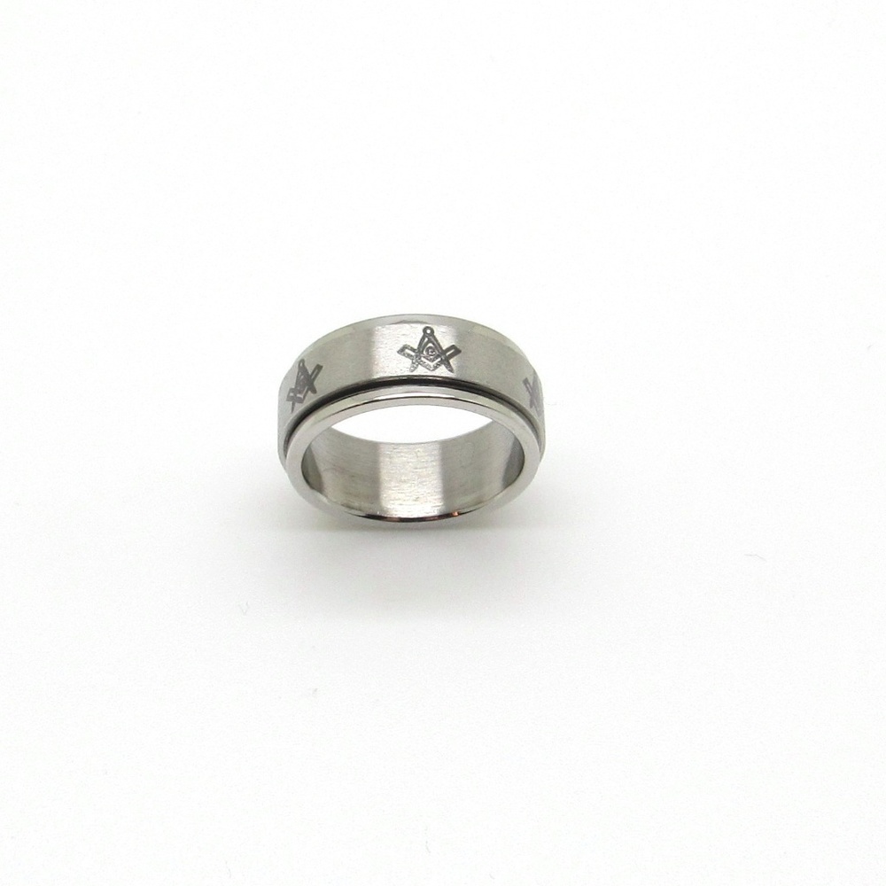 Stainless Steel Masonic Spinner Ring